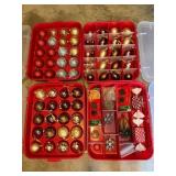 4 Plastic Carrying Cases of Ornaments, Approx. 75