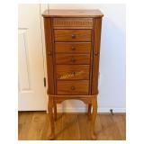 Woodland Oak Jewelry Armoire, Pop Up Top with