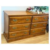 6 Drawer Wooden Dresser with Brass Handles,