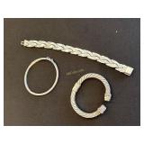 3 Sterling Bracelets, Including Taxco, Approx.