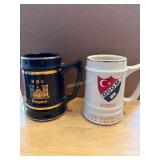 3- German Beer Steins, Stainless Steel Canister,