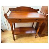 Antique Wooden Washstand with Open Shelf and a