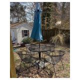 Black Metal Mesh Outdoor Table with 4 Chairs,