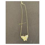 10K Yellow Gold Necklace with Butterfly Pendant