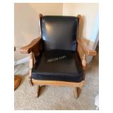 Vintage Oak Wooden Glider Chair with Black