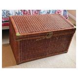 Vintage Asian Style Wicker and Brass Storage