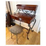 Vintage Mahogany Wood Desk with Decorative Iron