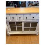 White Kitchen Island with 4- Drawers, 2- Sliding
