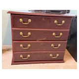 2 Drawer Wooden Filing Cabinet with Gold Colored