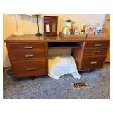 Walnut Knee Hole Desk with Chair, Measures: 66x