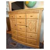 Blonde Bow Front Oak Chest by Farmont, 11 Drawers