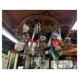 Hanging Wagon Wheel Post and Pans Holder-