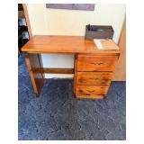 Pine Kneehole Desk with Letter Holder, Pens,