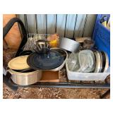 All Cookware on Futon Frame. 4- Totes Full.