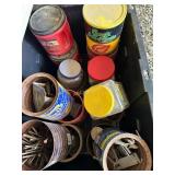 Black and Yellow Storage Tote full of Cans with
