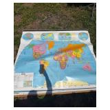 Rolled up Large World Map on a Stand with a