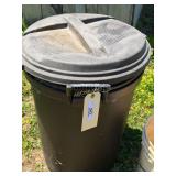 Rubbermaid Trash Can Full of bird Feeders, Bucket