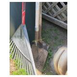 Snow Shovel, 2 Spades, 1 Plastic Rake, 1