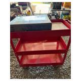 US General Red Three Shelf Stell Serving Cart