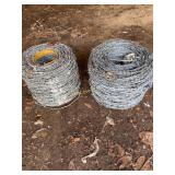 2- Large Spools of Barbed Wire in Khaki