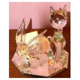 Zanetta L glass sculptures of cat & bunny with