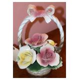 Capodimonte porcelain basket with flowers.