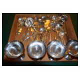 Silver plated serving pieces.