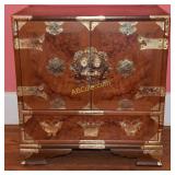 Oriental style silver chest with art brass