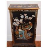 Oriental style hand painted cabinet containing CD