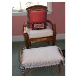 Rush style arm chair with ottoman & East Lake