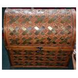 Woven chest with contents to include desk