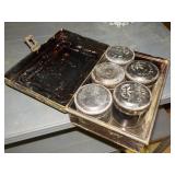 Antique tin spice box items BASE