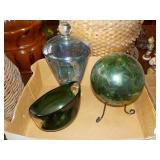 Hand blown vase, glass ball