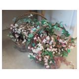 Artificial flowers in baskets