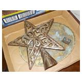 Tin star, brass tray