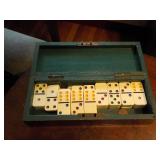 Dominos in wood box