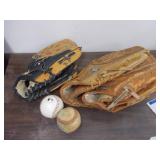 Baseball gloves, balls