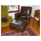 Leather chair and ottoman
