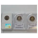 3 State quarters Del Geo. PCGS 69, 1 Conn MS65 Ea