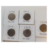5 2 Cent pieces 1864,65,66,67, 68 Ea Each x 5