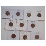 10 Pennies 1930,34,35,36,37,38,39,40,40D,41 All