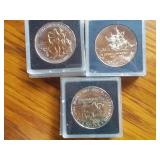 3 Canada Silver Dollars 1985, 87, 90 EA Each x 3