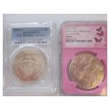 2 Silver Dollars Ea US Marshal MS70, 