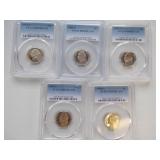 5 Nickels 1984S,85S,87S,89S, 92S PcGS PR69 all