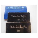 3 US Proof sets 1980, 82, 83 Ea Each x 3