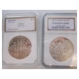 2 Silver Dollars Ea 02 West Pont PR70,07 Johnston