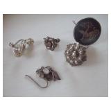 Sterling various earrings w/ stones 10.8 gr.