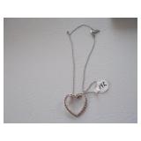 Sterling heart 14k clasp necklace 3.1 gr