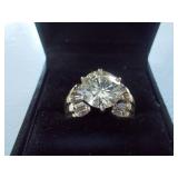 14k Yel Gold ring 2 5/8 Center round diamond 14k