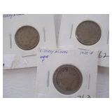 3 V Nickels 1904, 1912, 1912 D Ea Each x 3